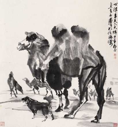 黄胄 乙丑（1985年）作 骆驼 立轴